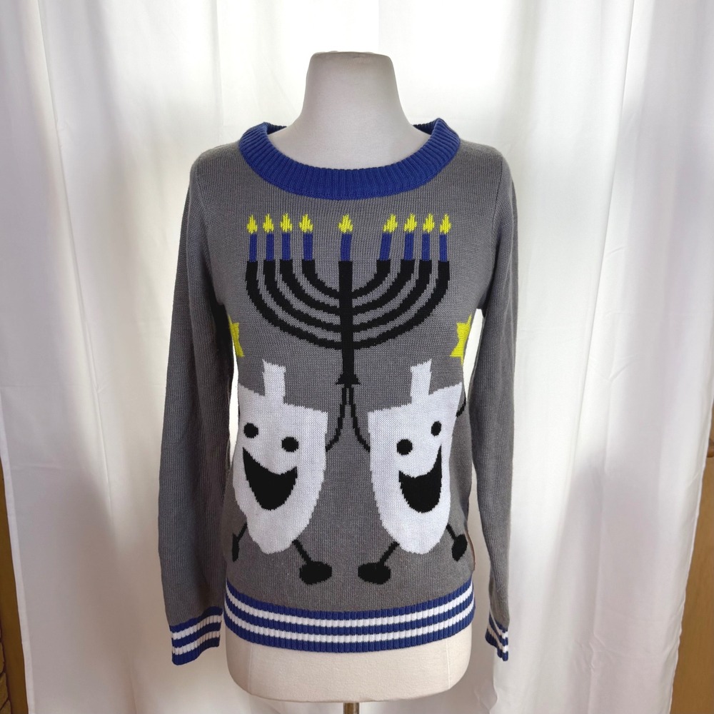 Tipsy Elves Hanukkah Crew Neck Sweater Womens Small Holiday Festive Menorah
